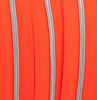 Endlosreißverschluss metallisiert schmal neonorange/silber (1m)